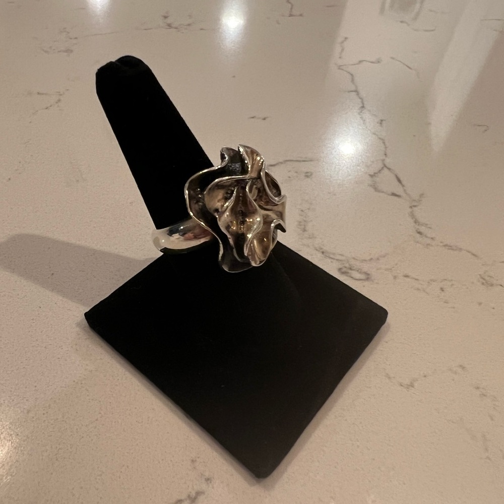 Vintage Designer Silpada Modernist Flower Sterling Silver Ring - Size 8 - Picture 4 of 5